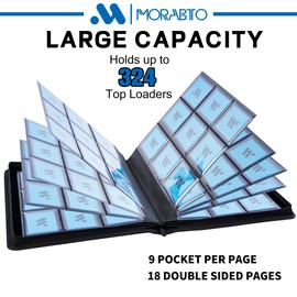 MORABTO Toploader Binder, Holds 324 Top Loaders,9 Pocket Top Loader Binders for 3" x 4" Rigid Cards,Toploader Card Binder for Hard Plastic Top Loaders -Red