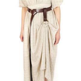 YIZITLAA Medieval Belt Skirt Hikes Double Ring Leather Loop Renaissance Waistband Accessory Vikings Mug Hook Strap (Brown)