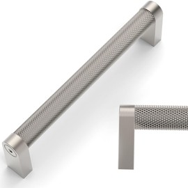 Amerdeco 10 Pack Brushed Satin Nickel knurled Cabinet Pulls 5 Inch Hole Centers Kitchen Cabinet Handles Hardware Kitchen Handles for Cabinets Handles ZH0064
