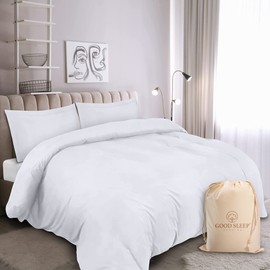 Queen Duvet Cover with Zipper Closure, 100 Egyptian Cotton Luxury Hotel Duvet Cover, 800 Thread Count Comforter Cover Sets 3 Piece, 1 Duvet Cover + 2 Pillowcases, 90” x 90” White Duvet Cover Set