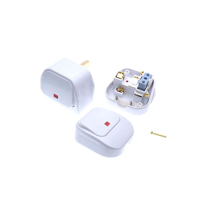 SUPERTOOL 3 Pin Switched Mains Plug White with Big Swtch
