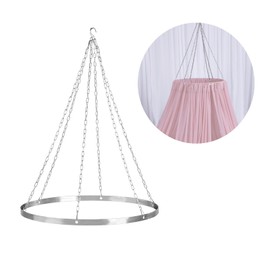 Ceiling Drapes Hanging Kit 24-Inches: Silver Round Metallic Hanging - for Draping Fabric Indoor Outdoor Decorations