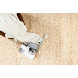 Jute Cotton Hand Woven Natural Farmhouse Area Rug for Living Room Bedroom Kitchen Hallway Entryway - Rustic Vintage Bohemian Decor (8' x 2' Natural)