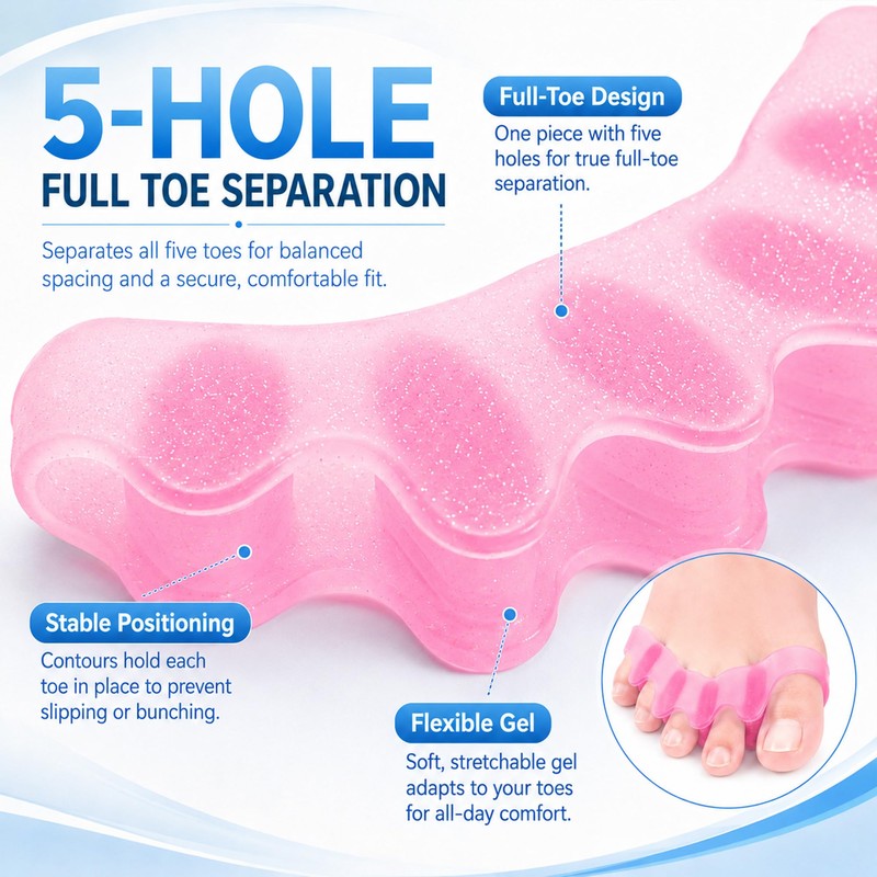 Soft Toe Separators for Women, 2 Pack for Pedicure and