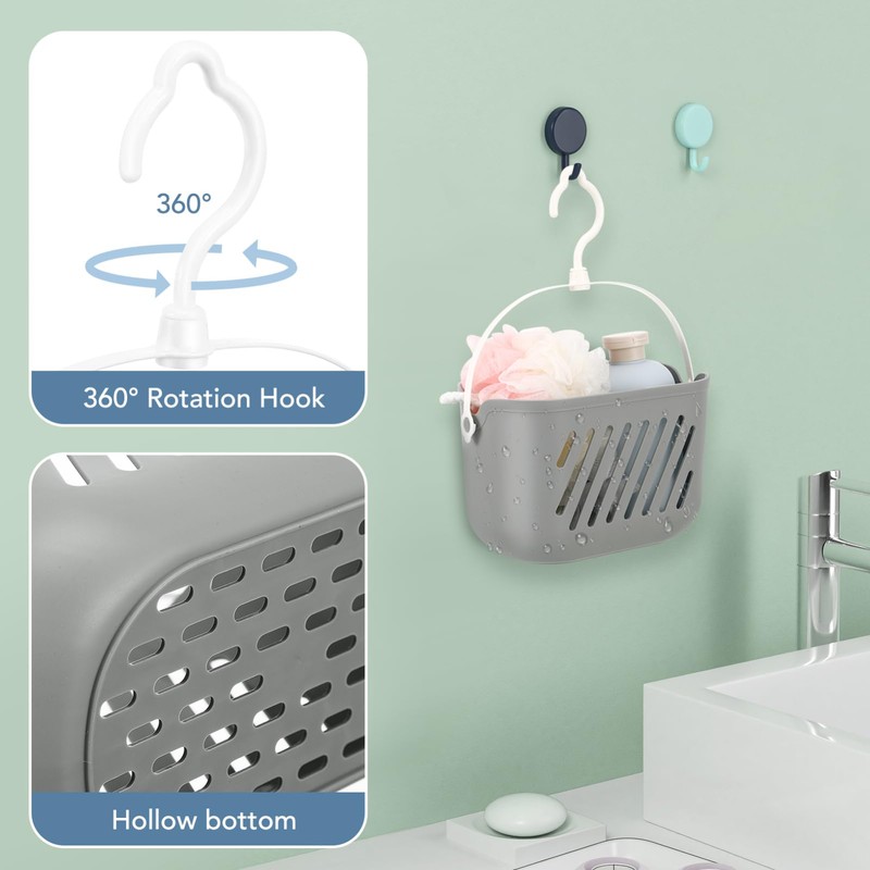 Gatuida Plastic Storage Basket with Hook, Hanging Shower Kitchen Organizer,