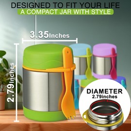 Kids Insulated Stainless Steel Lunch Container with Spoon – 10oz Thermal Food Jar for Hot or Cold Meals (Pink)