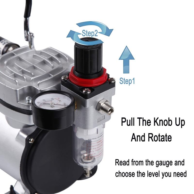TIMBERTECH Airbrush Compressor AS18-2, Basic Mini Compressor, 4 Bar/Auto Stop