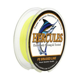 Hercules Super Strong 500M 547 Yards Braided Fishing Line 6 LB Test for Saltwater Freshwater PE Braid Fish Lines 4 Strands - Fluorescent Yellow, 6LB (2.7KG), 0.08MM