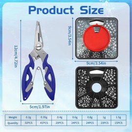 179PCS Split Shot Fishing Weights, 7-Way Dispenser Fishing Tackle Set with Pliers Tool, Durable Fishing Weights for Carp & Coarse Angling, Soft Metal Fishing Weights for All Conditions (1/Set)