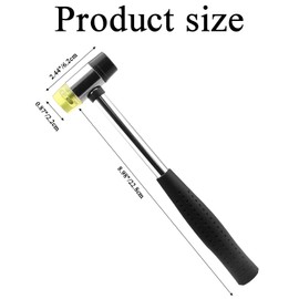 Cionyce Rubber Mallet Hammer, 25mm Dual Head Soft Mallet Hammer Nylon Rubber Hammer, Metal Mallet with 2pc Conversion Head for Jewelry, Leather Crafts, Woodworking