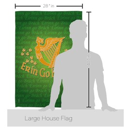 Erin Go Bragh House Flag - Pack Spring St Patrick Shamrock Leprechaun Lucky Coin Holiday March Irish Clover USA Applique - Decoration Banner Small Garden Yard Gift Double-Sided Made In 28 X 40