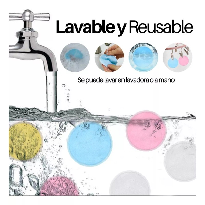 Universo en Linea Almohadillas Desmaquillantes Reutilizables Microfibra 16pz F