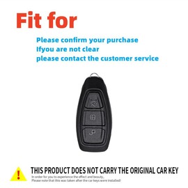 OTMIK Zinc Alloy ABS Carbon Fiber Car Key Cover Cases fit for Ford Focus 3 4 ST Mondeo MK3 MK4 Fiesta Fusion Kuga Ecosport Keychain Accessories (Red)