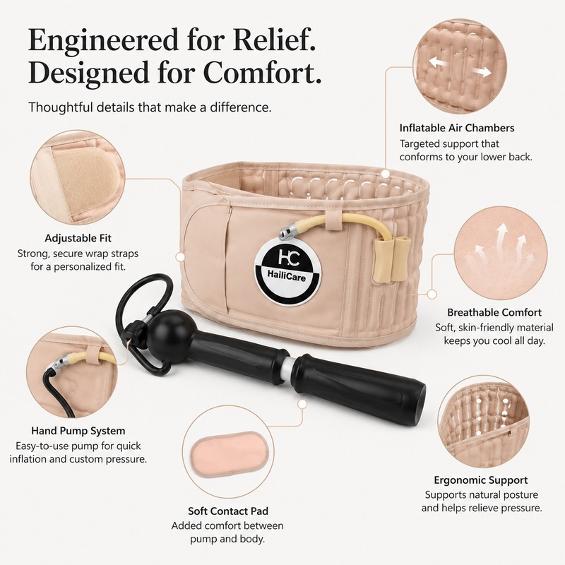 Inflatable Lumbar Support Belt for Back Comfort – Adjustable Waist