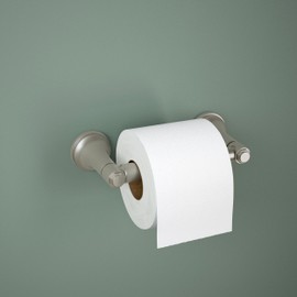 Franklin Brass Woodruff (1-Pack) Toilet Paper Holder Satin Nickel Tissue Roll Holder for Bathroom Organization and Storage Spring-Loaded Toilet Tissue Holder Wall Bathroom Accessories WDRF50-SN