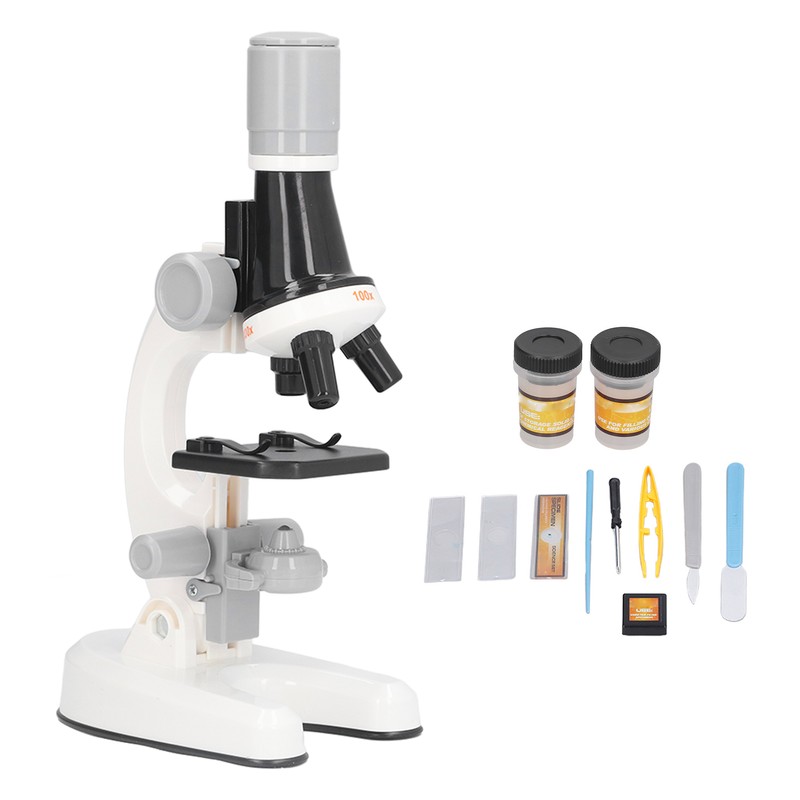 Kids Microscope Kit LED 1200X Microscope with Specimen Slides Science