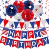 Blue White Red Happy Birthday Banner American Birthday Banner Kit