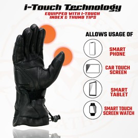 Milwaukee Leather MG7518 Men's Black Deerskin Gauntlet Motorcycle Hand Gloves w/i-Touch Screen Compatibility - X-Large