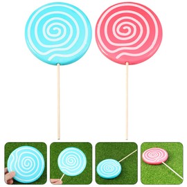 Gatuida 2Pcs Lollipop Prop, Large Candy Ornament, Synthetic Material, Fake Lollipop Decorations for Festive Party, Wedding, Birthday, Photo Props