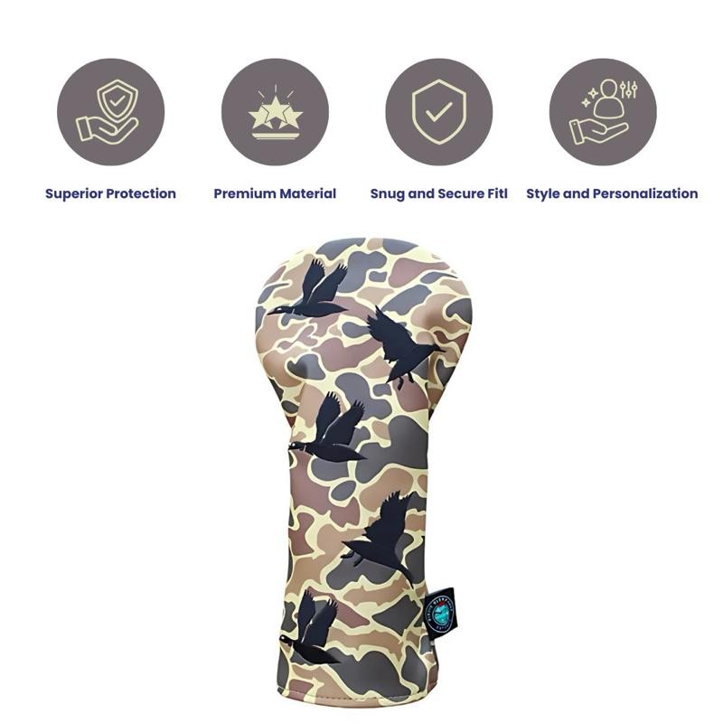 Duck Hunter Camo Golf Headcover - Camouflage Pattern, Black Duck