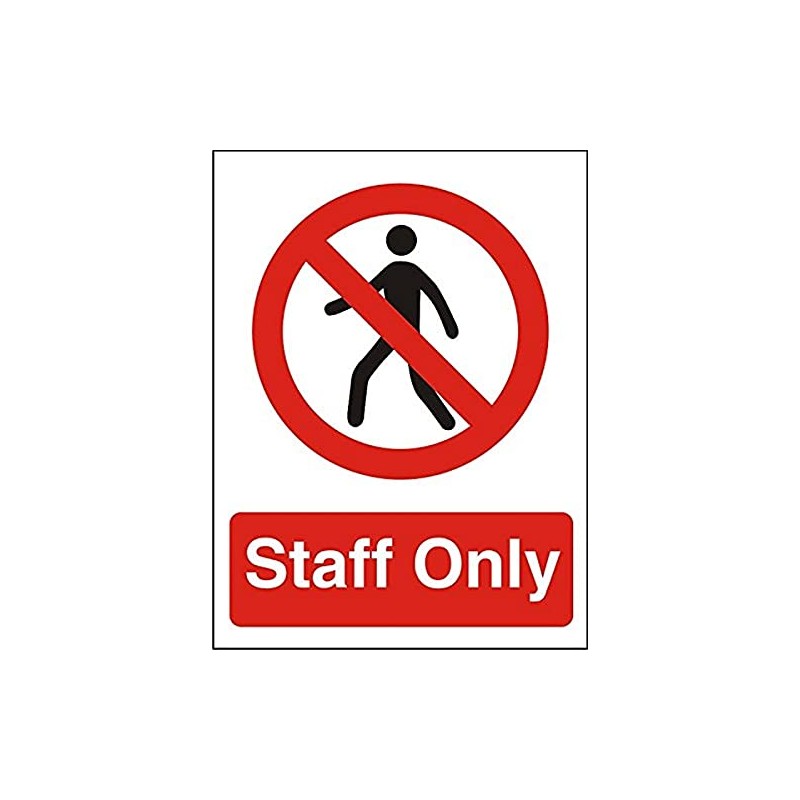 Seco Staff Only Sign - Semi-Rigid Plastic - 200mm x
