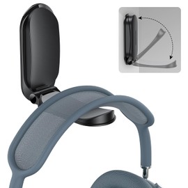 OMOTON Headphone Stand for Desk, Foldable Sticky Headset Stand Holder, Headphone Holder Hook Mount with Non-Slip Silicone, PC Gaming Accessories for Airpods Max, All Earphones- Black