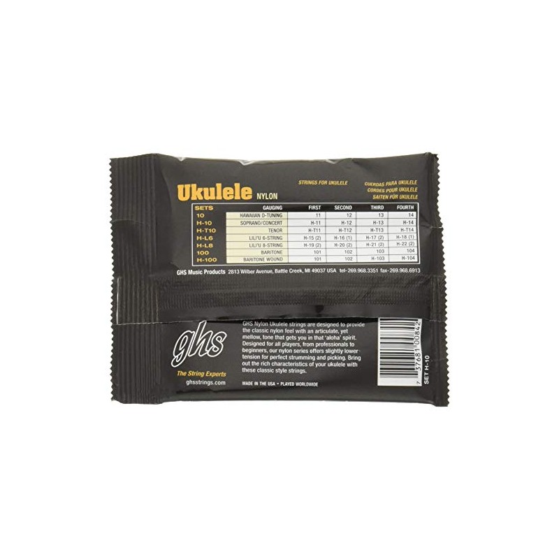 ghs Ukulele String Set H-10 (Black Nylon Strings Concert/Standard)