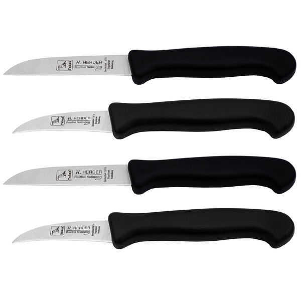 4 Herder Solingen Kitchen Knives Solinger Paring Knife Black Set Rustproof