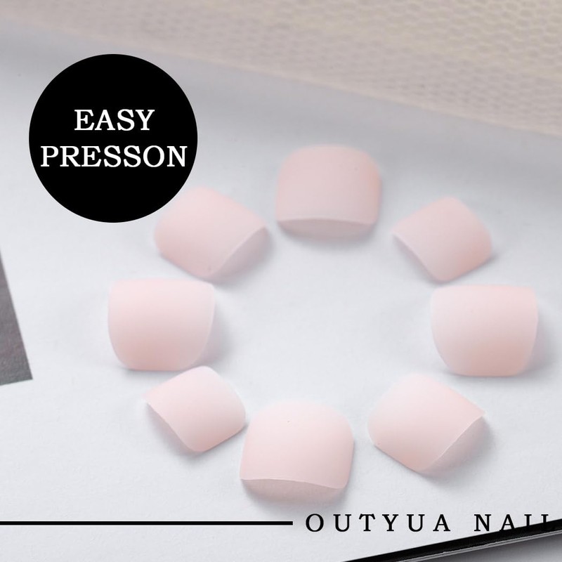 Outyua Solid Square Fake Toenails Matte Press on Toe Nails