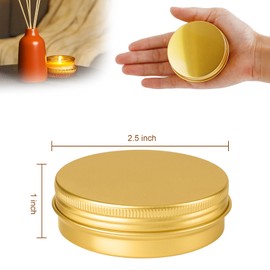 OBKJJ 96 Pack Round Cans with Screw Lid 2 Oz Aluminum Metal Tins DIY Food Candle Containers for Lotion Bars, Balms, Salve, Spices, Beard Balm, Crafts with 4 Markers 3 Sheets Label Stickers (Gold)