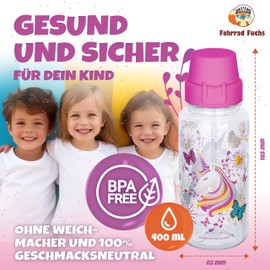 Fahrradflasche Kinder mit Halterung - Einhorn - Trinkflasche Fahrrad, Flaschenhalter Fahrrad, Fahrrad Trinkflasche, Getränkehalter Fahrrad, Fahrrad Flaschenhalter, Trinkflaschenhalter Fahrrad