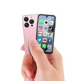YOHOPE Mini Smartphone, 3.88 Inch HD Screen, Dual SIM Dual Standby, Face ID Face Detection, Suitable for Children and Students as a Backup Phone, No Lock (Pink-3G)