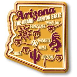 Arizona Premium State Magnet by Classic Magnets, 2" x 2.3", Collectible 3D Rubber Vintage-Style Souvenirs and Gifts Made in The USA
