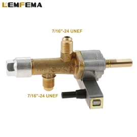 Gas Safety Control Valve with Piezo Push Ignition Device Replacement for Garden Sun Propane Powered Patio Heater Repair Replaces Parts（7/16"-24 UNEF Inlet & Outlet）