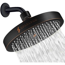 SparkPod Shower Head - High Pressure Rain - Premium Quality Luxury Design - Easy Clean Adjustable Replacement for Your Bathroom Shower Heads (Vintage Oil Rubbed Bronze, 6 Inch Round)