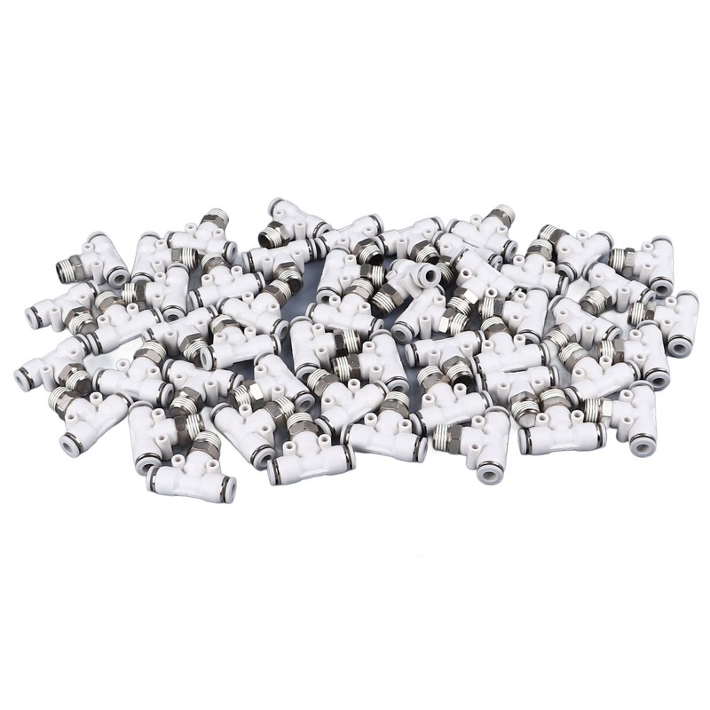 50PCS PT1/4 Hose Connectors PU Nylon Tubing T Shaped Tee