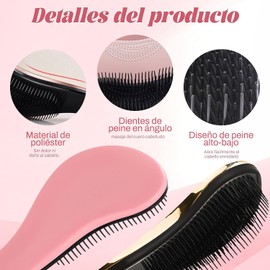 JEELEEKO 2 Piezas Cepillo desenredante,Cepillo para Cabello, Antiestático Cepillo para Cabello Favorece Crecimiento del Cabello, Evita Encrespamiento, en Húmedo y en Seco, Peina Cabello, Apto para Todo Tipo de Cabellos. (Oro Rosa)