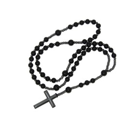 Jeannieparnell N327 - Black Agate 5 Decade Catholic Rosary for Men and Women Handmade