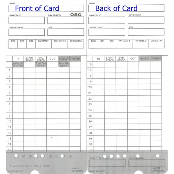 800 uPunch HN4000 Time Cards Also for HN2000, HN2500, HN4500