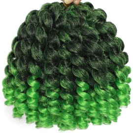 Green Ombre 3Packs 2X Ringlet Wand Curl Jamaican Bounce 8 inch Synthetic Crochet Hair Extensions Crochet Braiding Hair 60 Roots