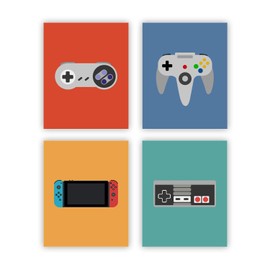 heilkee Video Game Room Decor for Men Gaming Controller Prints for Boys Cool Gifts for Gamer Classic Video Game Posters Set of 4(UNFRAMED 8x10in)