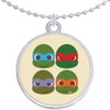 Turtles with Masks Round Pendant Necklace