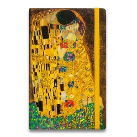 KIROSKETCH Eco-Friendly Dotted Notebook – Starry Night & The Kiss by Van Gogh & Klimt, 192 Pages, Soft Cover, 5.1x8.3, Aesthetic Journal for Writers, Artists & Creative Notes (The Kiss)