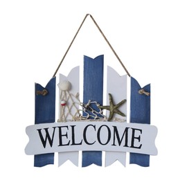 Homoyoyo Nautical Wall Decor Decoraciones Para Salas De Casa Coastal Decor Beach Themed Decor for Home Wreaths for Front Door Welcome Sign Board Porch White Pendant Bamboo Seaside