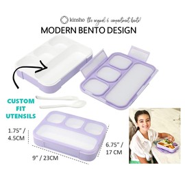 kinsho Bento Lunch Box for Kids Lunch-Boxes for Women Adults Girls Boys | Snack Containers for Toddlers Tweens Pre-School Lunches BPA Free | Purple, 4 compartments (1 Pack)