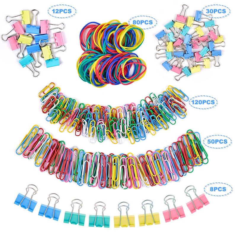 Paper Clips Binder Clips, Sopito 300pcs Assorted Sizes Office Clips