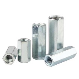 M10-1.5 x 49mm Long Rod Metric Hex Coupling Galvanized Carbon Steel Hex Threaded Rod Coupler for Furniture, Electronic, Industrial 10 Pcs