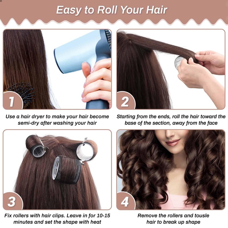 Self Grip Hair Rollers Curlers 16 Pcs Set with 8Pcs