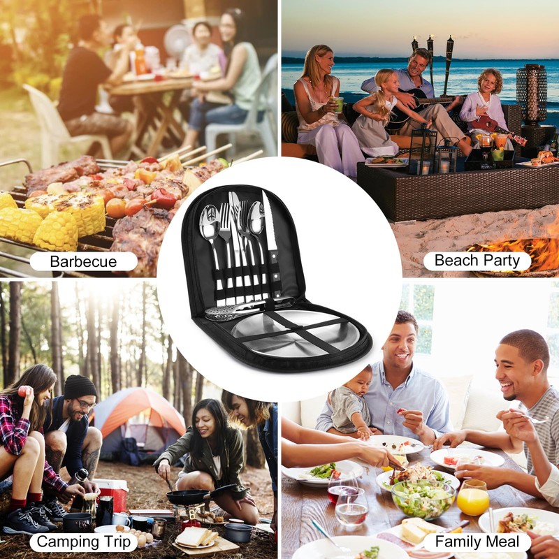 penobon Camping Crockery Set for 2 People, 10 Pieces Portable