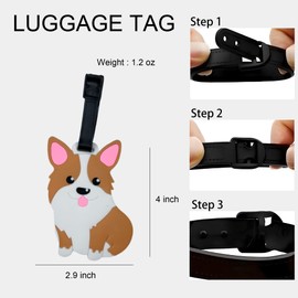 ANINIUCN 2-Pack Corgi Luggage Tags – Adorable Dog-Themed Silicone ID Bag Tags for Suitcases – Fun Travel Accessories for Teens and Adults